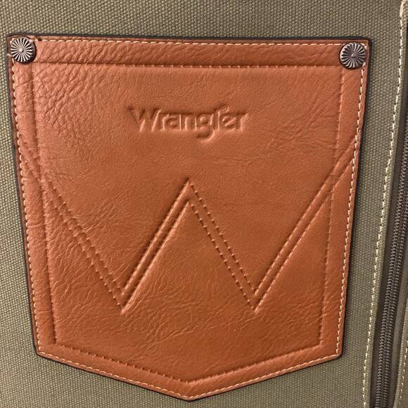NWT Wrangler Leather Trim Canvas Tote Bag Shoulder Bag - Green - Picture 6 of 11